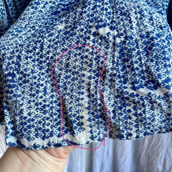 John Robshaw for Lucky 🍀 Blue Flower Block Print Skirt w/ drawstring, S - Picture 8 of 10